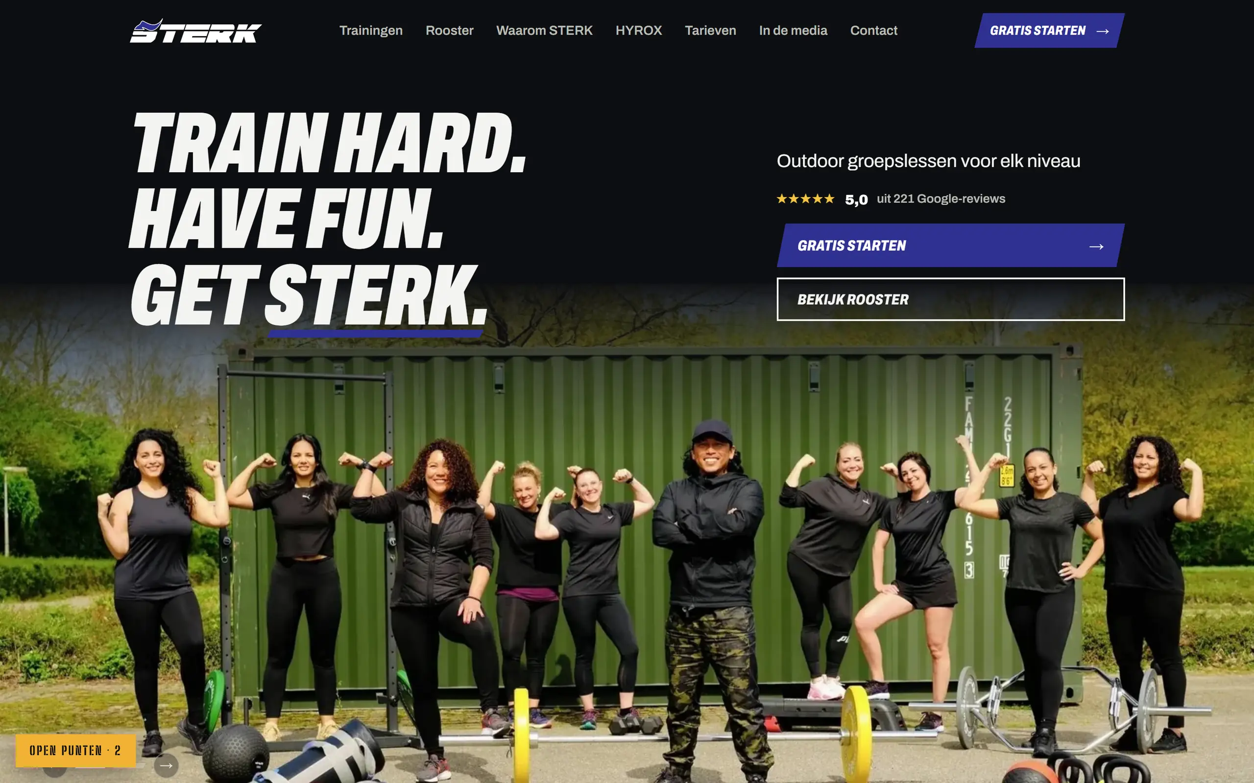 Voorbeeld van een concept: de homepage van STERK Sports